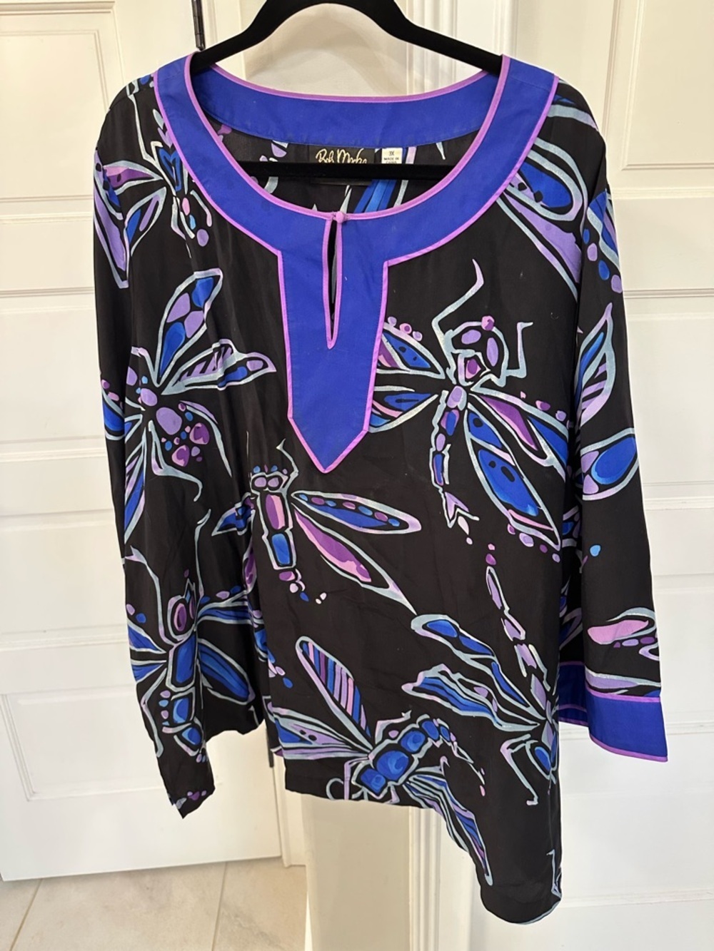 Bob Mackie Wearable Art Women's 3X Multicolor Dragon Fly Print Silk Kimono Plus